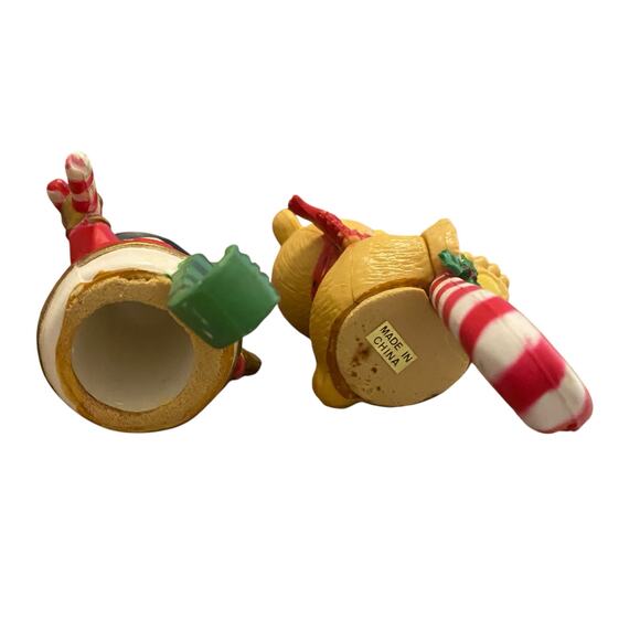 Set of TWO 4" Tall Adorable Vintage Hard Plastic Christmas Stocking Hangers - Picture 4 of 13